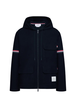 Thom Browne stripe-detail hooded jacket - Blue
