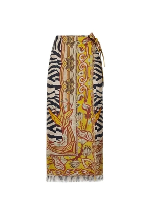 Pierre-Louis Mascia Aloe zebra stripe floral wrap skirt - Black
