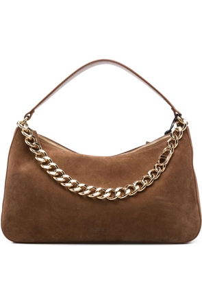 TWINSET Liliane chain-embellished suede shoulder bag - Brown