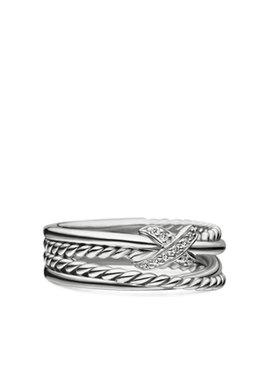 David Yurman sterling silver X Crossover diamond band ring (6mm)