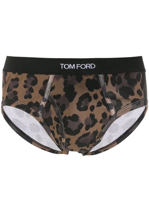 TOM FORD leopard cotton briefs - Brown