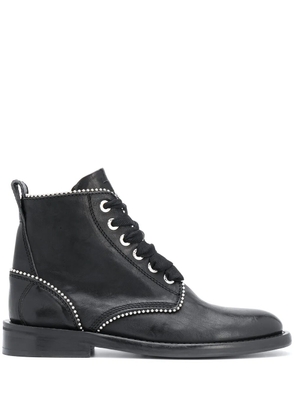 Zadig&Voltaire studded lace-up leather boots - Black
