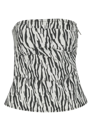 ROTATE BIRGER CHRISTENSEN zebra-print strapless top - White