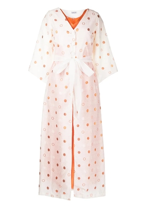 Baruni polka-dot pattern kaftan - White