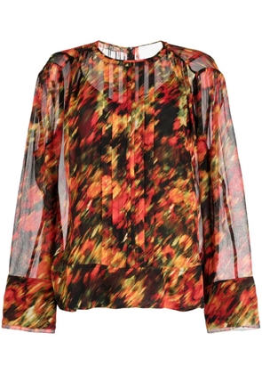 3.1 Phillip Lim abstract-print semi-sheer blouse - Orange