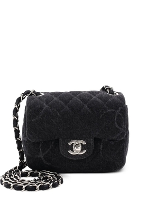 CHANEL Pre-Owned Square Classic Single Flap Bag Quilted CC Printed Denim Mini crossbody bag - Black