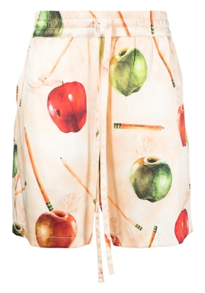 Nahmias fruit-print silk shorts - Orange
