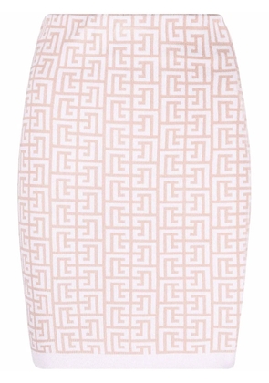 Balmain monogram knitted skirt - Neutrals
