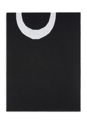 PINKO logo-detail wool scarf - Black