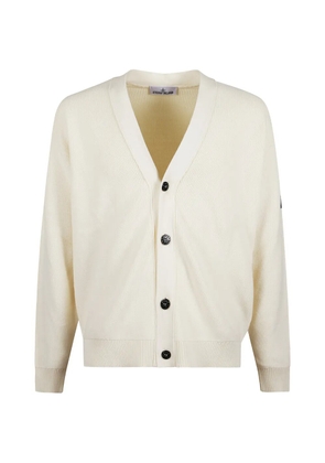 Stone Island button ribbed cardigan - White