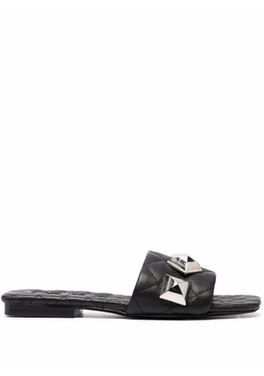 Philipp Plein flat studded matelassè sandals - Black