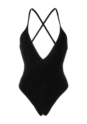The Attico crossover-strap swimsuit - Black