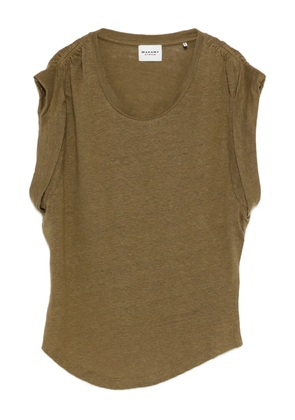 MARANT ÉTOILE gathered-sleeve linen top - Green