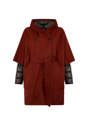 Moorer hooded belted coat - Brown