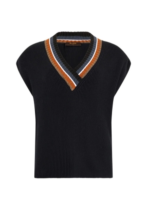 Moorer V-neck ribbed vest - Blue