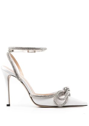 MACH & MACH Double Bow 115mm satin pumps - White