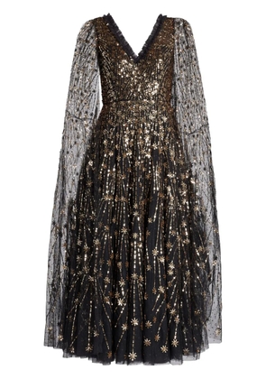 Needle & Thread sequined cape dress - Black