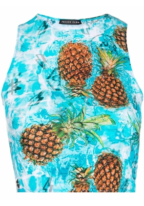Philipp Plein Pineapple Skies crop top - Blue