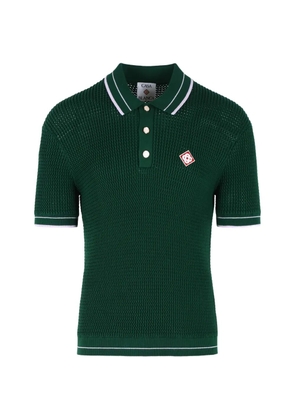 Casablanca logo-patch buttoned polo shirt - Green