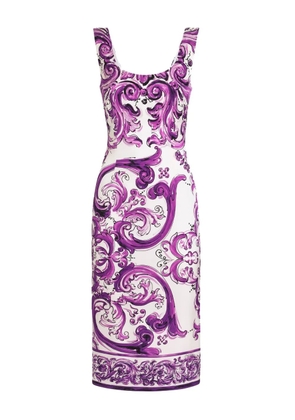 Dolce & Gabbana Maiolica-print midi dress - White