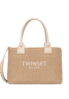 TWINSET raffia tote bag - Neutrals