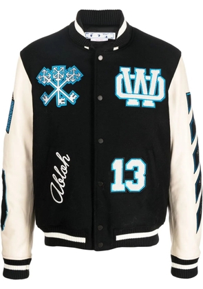 Off-White logo-patch varsity jacket - Black