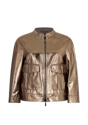 Moorer patch-pocket leather jacket - Gold