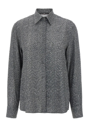 Ermanno Scervino rhinestone-embellishment herringbone shirt - Grey