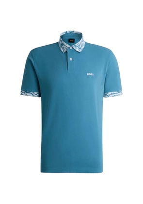 BOSS patterned collar polo shirt - Blue