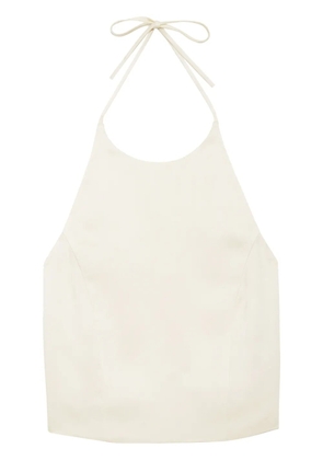 ANINE BING Leslie silk halterneck top - Neutrals