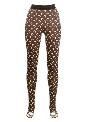 Marine Serre Fuseaux crescent moon-print stirrup leggings - Brown