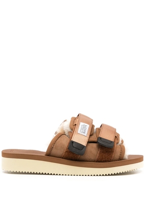 Suicoke Moto shearling-trim slides - Brown