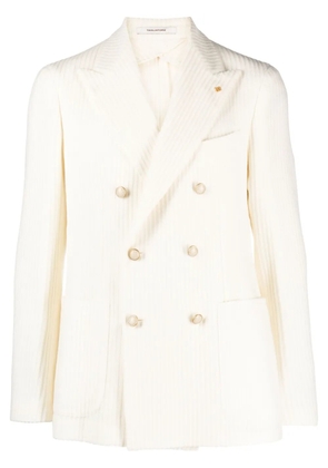 Tagliatore double-breasted ribbed blazer - White