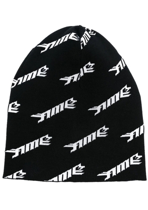 AMBUSH fine ribbed logo-print beanie hat - Black