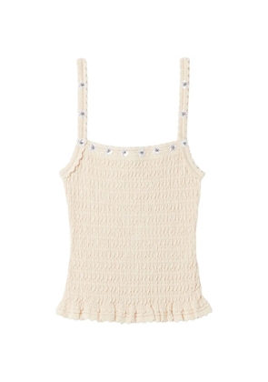 Claudie Pierlot floral-applique textured tank top - Neutrals