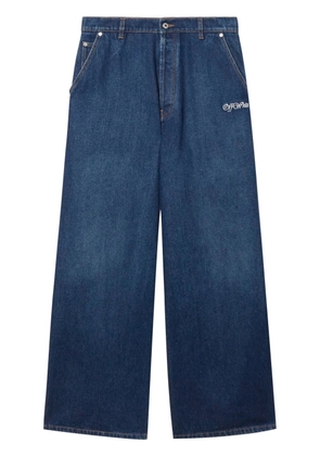 Off-White logo-embroidered jeans - Blue