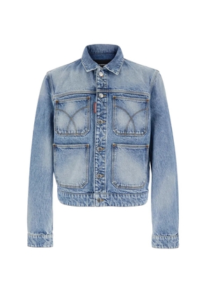 DSQUARED2 diagonal-wash pockets jacket - Blue