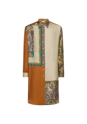 Pierre-Louis Mascia Aloe patchwork long-sleeve shirt - Brown