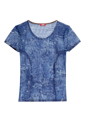 Diesel denim print T-shirt - Blue