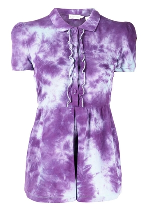 Stain Shade tie-dye peplum polo top - Purple