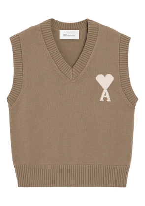 AMI Paris Ami De Coeur knitted vest - Brown
