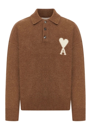 AMI Paris heart-logo sweater - Brown