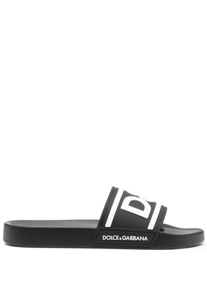 Dolce & Gabbana logo-print beach sliders - Black