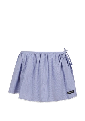 Miu Miu tie gingham mini skirt - Blue