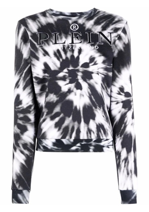 Philipp Plein logo-embroidered tie-dye sweatshirt - Black