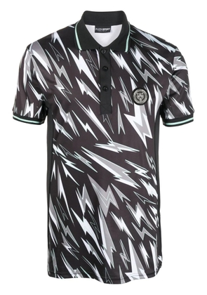 Plein Sport lightning bolt print polo shirt - Black