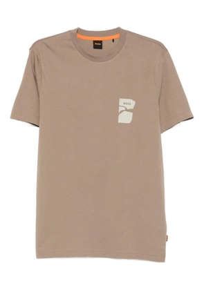 BOSS logo-print cotton T-shirt - Brown