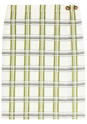 Victoria Beckham check wrap skirt - White