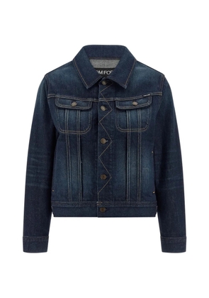 TOM FORD Japanese contrast-stitching denim jacket - Blue