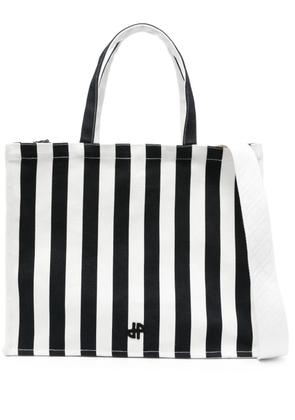 Patou large JP striped canvas tote bag - White